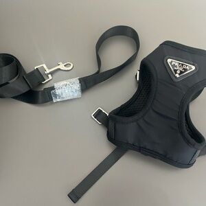 Prada Black Dog Accessory Harness and Leash